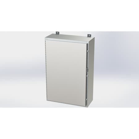 Saginaw Control & Engineering Padlockable Hasp Electrical Enclosures, 36 in H, 10 in D, 24 in W, NEMA 4X, 316 Stainless Steel SCE-36H2410SS6LP
